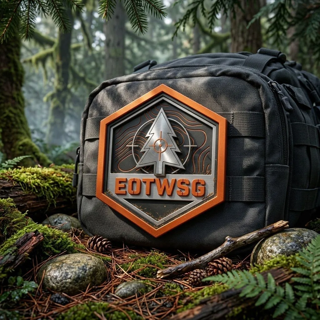 EOTWSG badge on field kit in the forest
